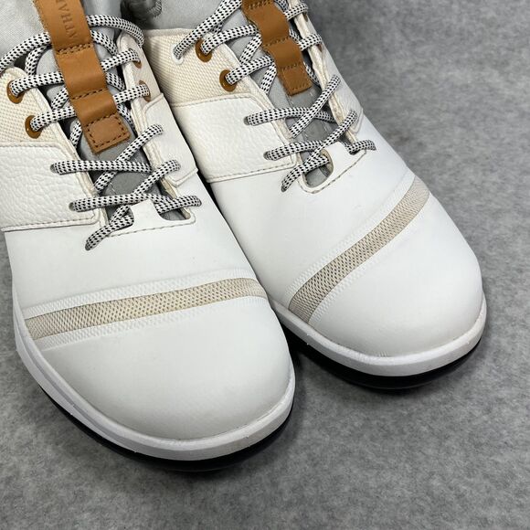Athalonz EnVe Golf Shoes Mens Size 8.5 White Tan Athletic‎ Performance Spikeless